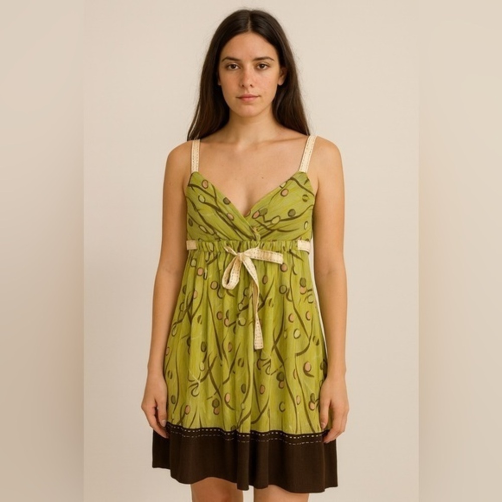 BCBGMaxAzria Green and Brown Mini Dress